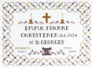 Christening Sampler cross stitch kit