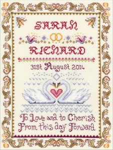 Swans Wedding Sampler cross stitch kit