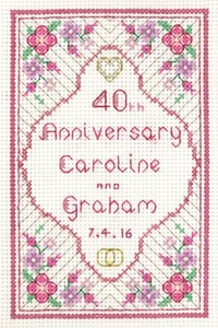 Glitzy Ruby Anniversary Sampler cross stitch kit
