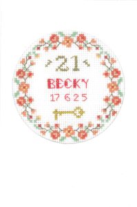 coming of age card coral pink cross stitch kit