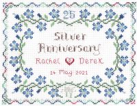 25th Wedding Anniversary sampler cross stitch