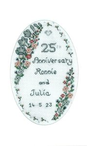 Garland Silver Anniversary card cross stitch kit
