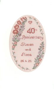 Garland Ruby Anniversary card cross stitch