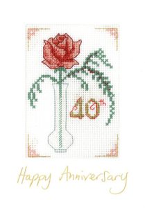 Rose Ruby Anniversary card cross stitch