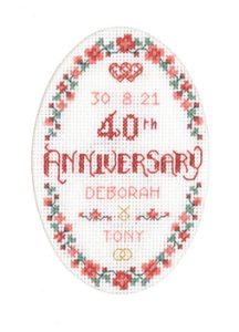 Floral 40th Anniversary Card cross stitch