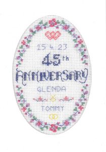 Floral 45th Anniversary Card cross stitch