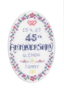Floral 45th Anniversary Card cross stitch