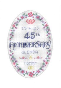 Floral 45th Anniversary Card cross stitch
