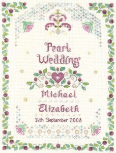 pearl wedding anniversary cross stitch