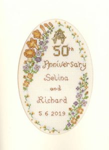 Garland Golden Anniversary card cross stitch