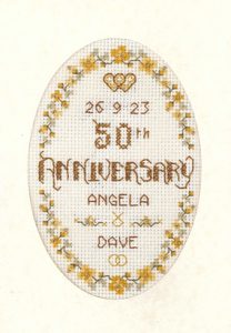 Floral 50th Anniversary card cross stitch kit