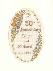 Garland Golden Anniversary card cross stitch