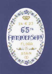 Floral 65th Anniversary Card cross stitch