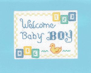 New Baby Boy card cross stitch card kit
