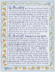 Blue Desiderata Sampler cross stitch