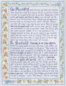 Blue Desiderata Sampler cross stitch verse
