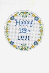 blue round age card cross stitch