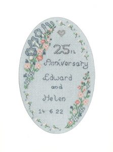 Garland Silver Anniversary card cross stitch