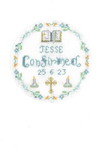 Blue Confirmation card cross stitch kit
