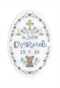 Blue Christening card cross stitch