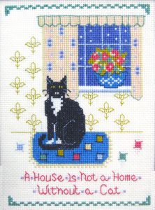 Cat Sampler a house is not a home without a cat cross stitch kit