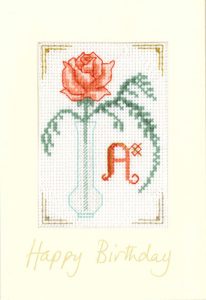 Coral Initial birthday card cross stitch