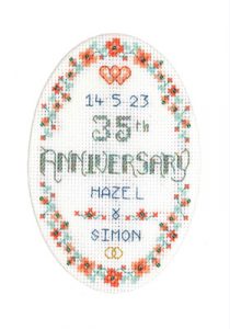 Coral Anniversary card cross stitch