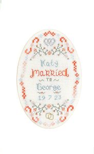 Coral Wedding Day large card cross stitch