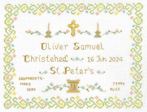 Christening Sampler cross stitch kit