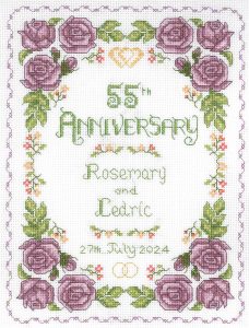 Rose 55th anniversary sampler cross stitch
