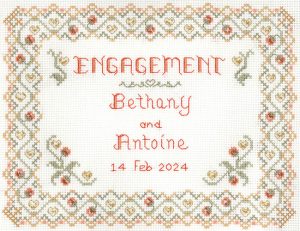 engagement sampler cross stitch