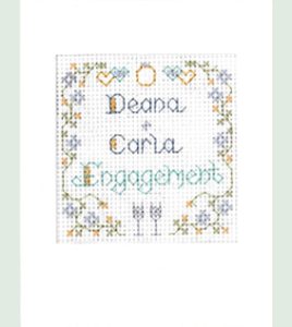 Mini Dusty Blue Engagement card cross stitch kit
