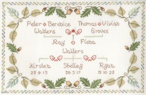 Family Tree sampler cross stitch kit