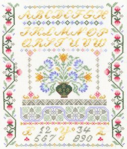 floral alphabet sampler cross stitch kit