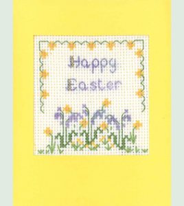 Flowers Happy Easter card cross stitch kit