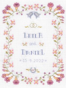 Freesia wedding sampler cross stitch kit