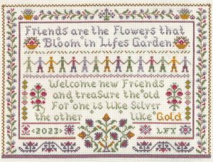 Friendship sampler cross stitch kit