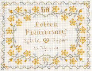 50th Wedding Anniversary Sampler cross stitch kit