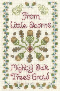 Little Acorns mini cross stitch sampler