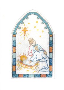 Arch Window Nativity cross stitch card