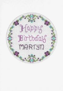 plum round birthday card cross stitch