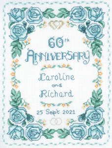 Rose 60th Anniversary sampler cross stitch