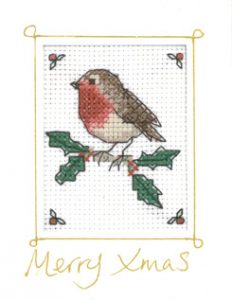 Mini Robin Xmas card cross stitch kit