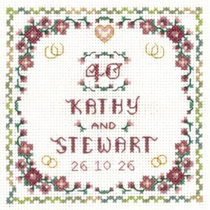 Heart Ruby Anniversary sampler cross stitch