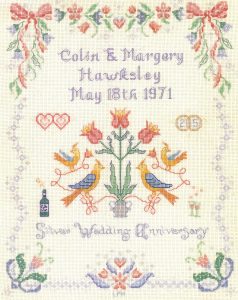 Silver Wedding sampler cross stitch