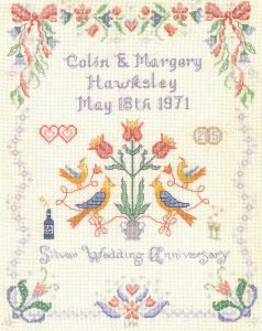 Silver Wedding sampler cross stitch kit