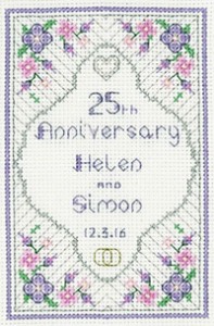 Glitzy Silver Wedding Anniversary cross stitch