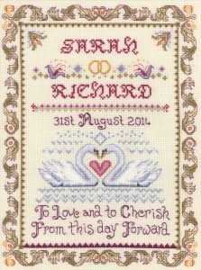 Swans Wedding Sampler cross stitch