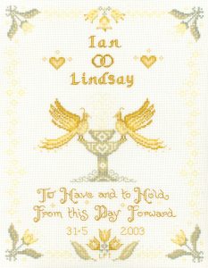 white wedding sampler cross stitch kit