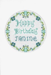 turquoise round birthday card cross stitch